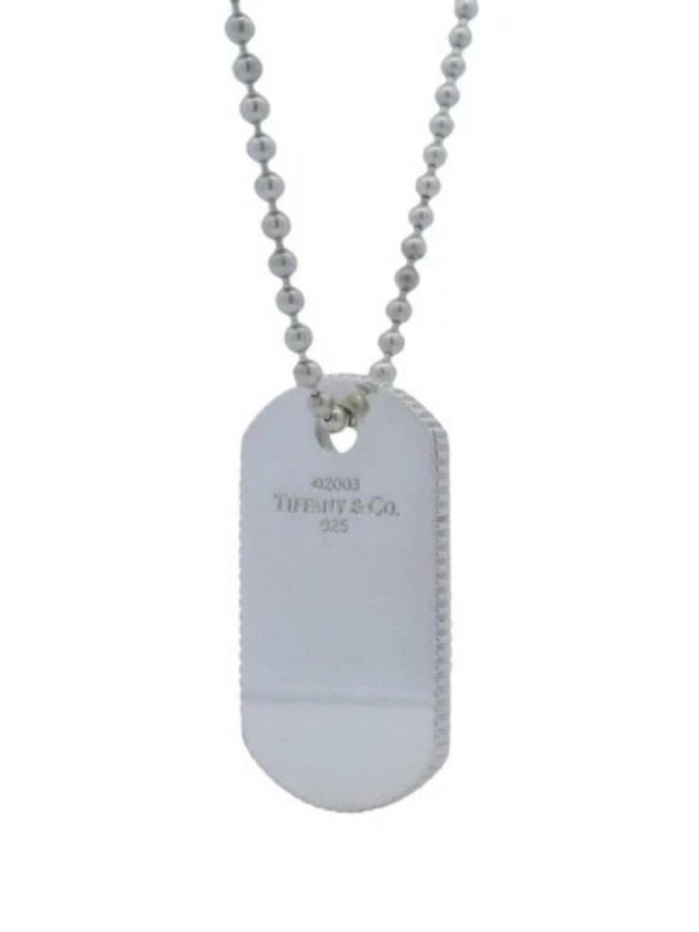 Vintage 2003 Tiffany & Co 925 Sterling Silver Dog Tag Ball Chain 23" Necklace
